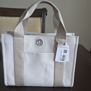 lululemon athletica Cream and Tan Mini Tote Bag
